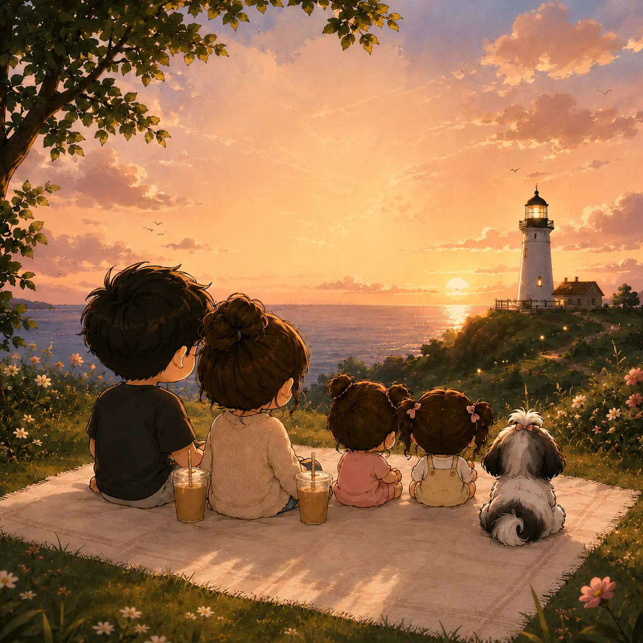 Pogi & Sexy album artwork featuring a family at sunset